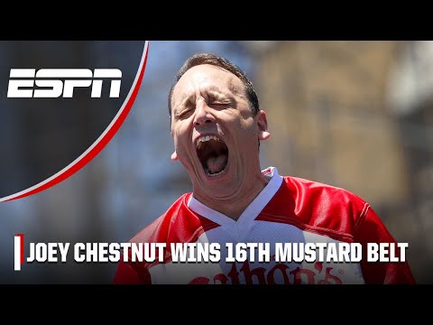 Joey Chestnut downs 62 hot dogs at 2023 Nathan&#039;s Famous Hot Dog Eating Contest to win 16th title 🌭🤯