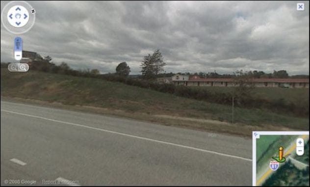 Google Maps Street View of a red-roofed motel