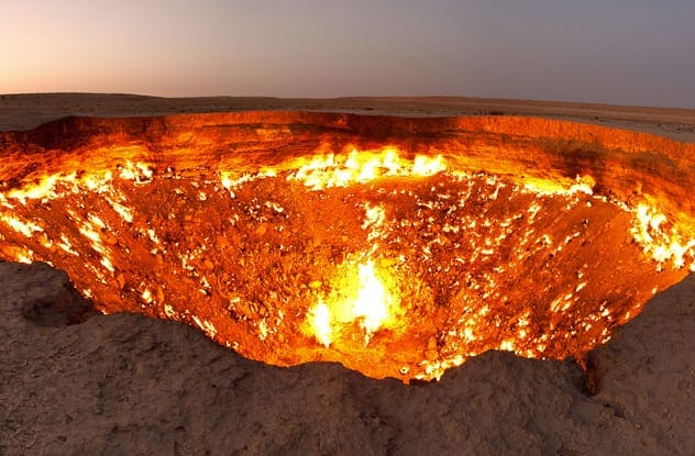 Door to Hell burning crater