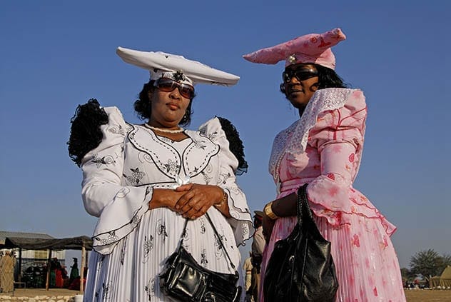 Herero women wearing traditional dresses