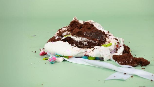 Cake falling on the floor