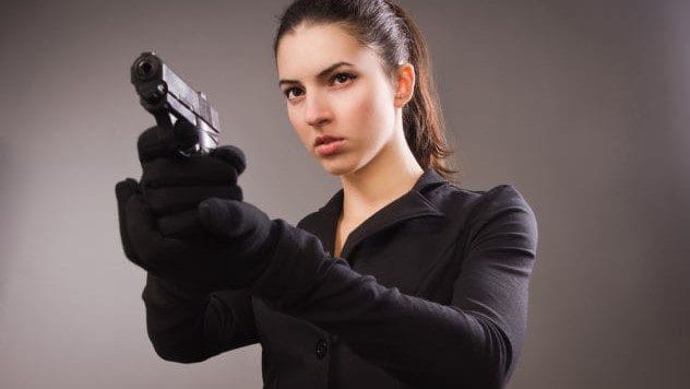 A gun, symbolizing the reenactment of a crime