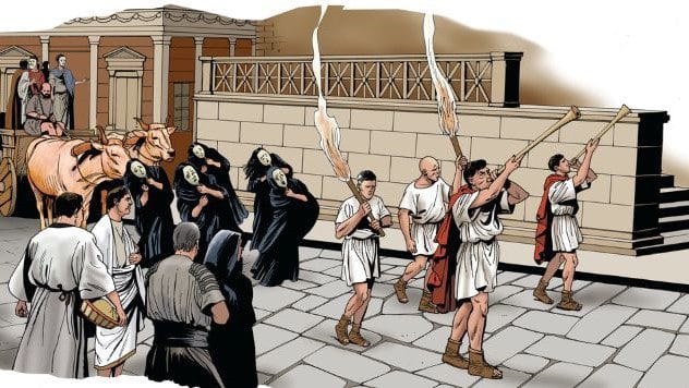 A Roman funeral featuring the Ridiculous Raven