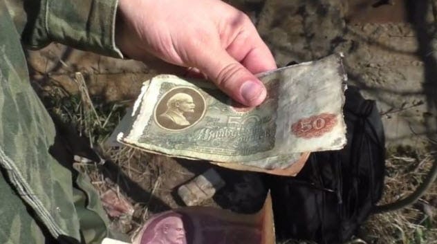 Pile of Soviet-era banknotes