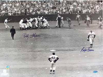 Bobby Thomson hitting the famous home run