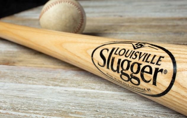 A wooden baseball bat