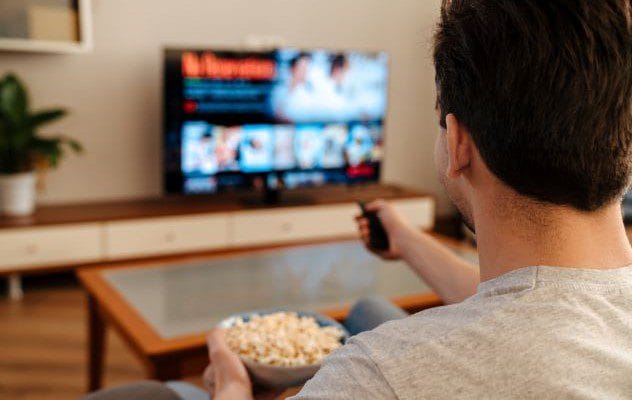 A television screen displaying static