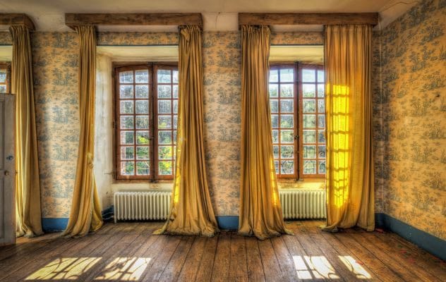 Heavy curtains in a room
