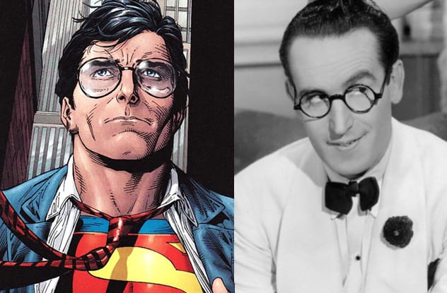 Clark Kent and Harold Lloyd side by side