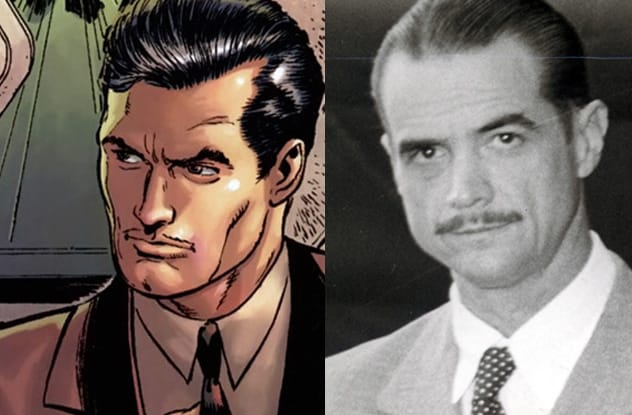 Tony Stark drawing and Howard Hughes photo