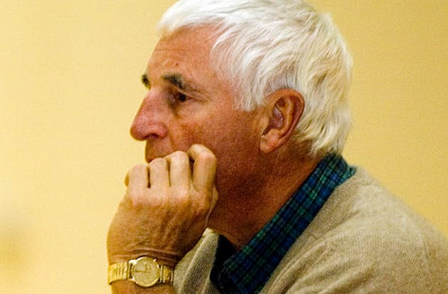 Basketball coach Bob Knight, known for his intense demeanor and pranks