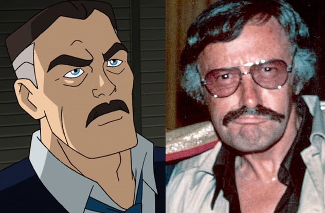 J. Jonah Jameson comic panel and Stan Lee photo