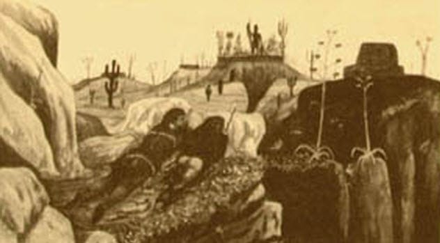 Depiction of the Glanton Gang, notorious for scalping Apaches and Mexicans