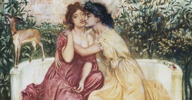 Sappho of Lesbos with another woman