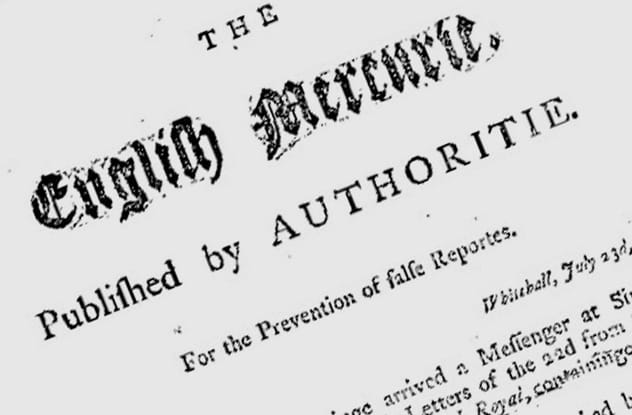 Representation of the forged 'English Mercurie' newspaper