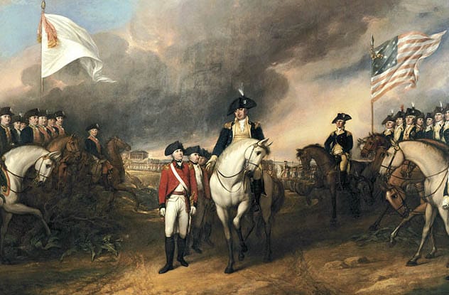 Painting of the American Revolutionary War, showing colonial soldiers