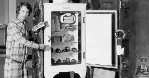 Vintage electric refrigerator from the early 20th century