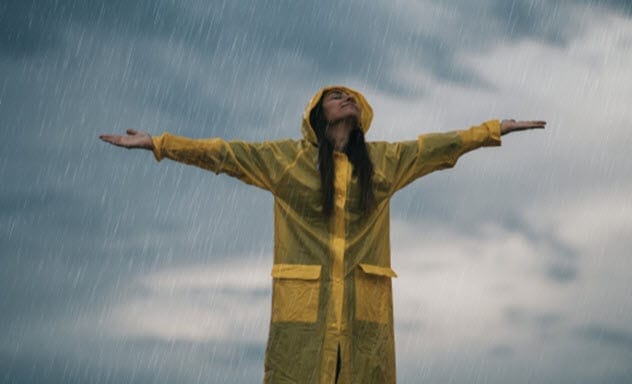 Woman in the rain