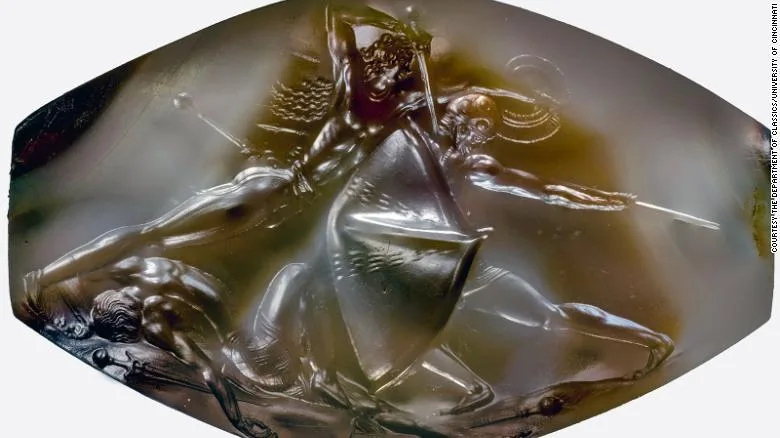 Pylos Combat Agate, an intricately engraved gemstone