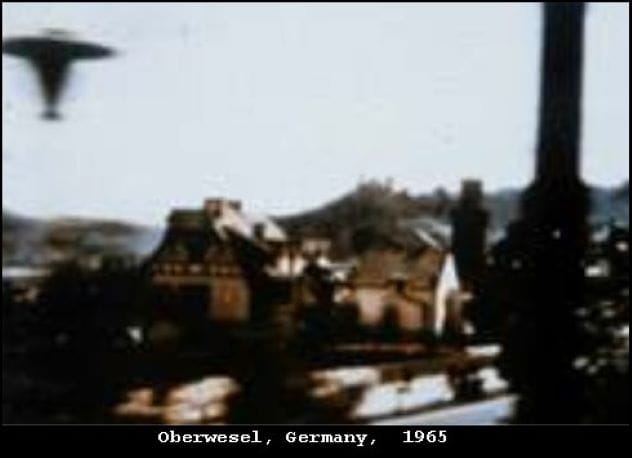 Photograph of an alleged UFO taken by Harry Hauxler from a train in Germany