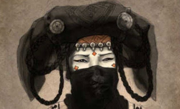 Illustration of Khutulun, the Mongolian warrior princess, on horseback