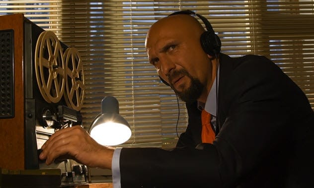 Spy recording a secret tape