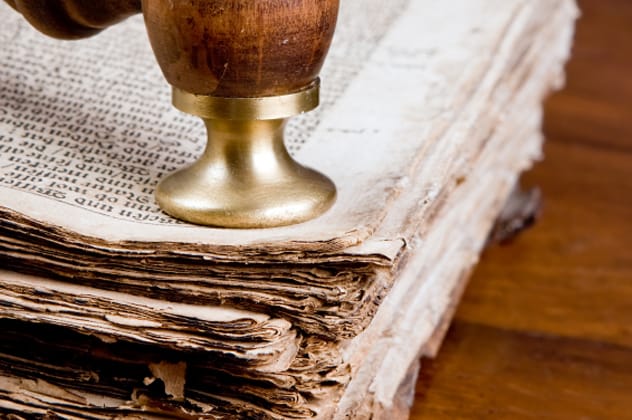 Judge's gavel on book