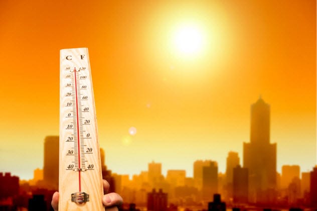 A visual representation of a heat wave and thermostat control