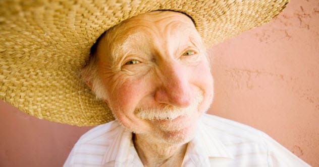 Close-up of an older person's face showing character and expression
