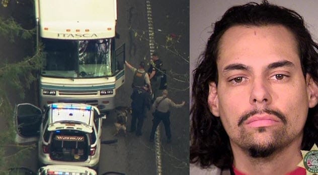 An RV involved in a crash during a low-speed chase in Sauvie Island.