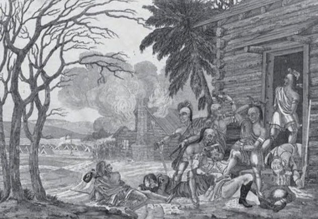Illustration depicting the brutal tactics of the Kentucky Militia during the War of 1812