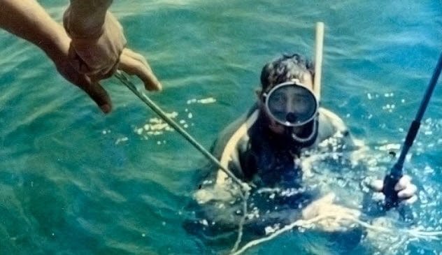 Fidel Castro in skin-diving gear, an activity targeted by CIA plots.