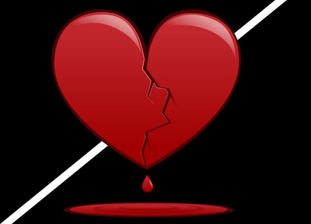 Stylized image of a heart cracking apart