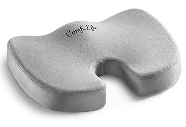 Tailbone relief cushion on a chair