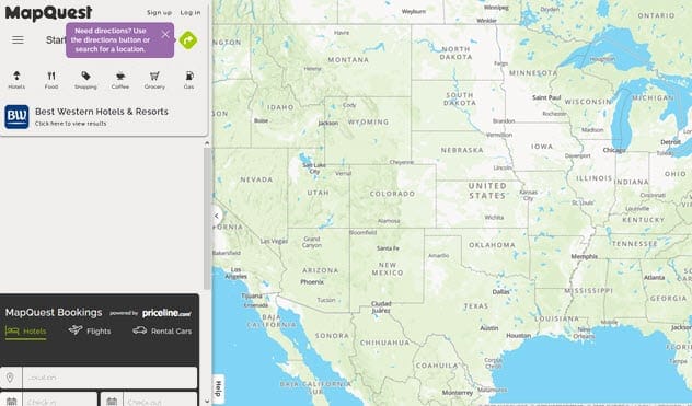 MapQuest website