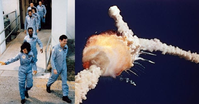 Challenger crew before explosion