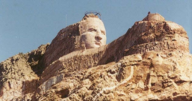 Unfinished Crazy Horse Memorial carved into a mountain