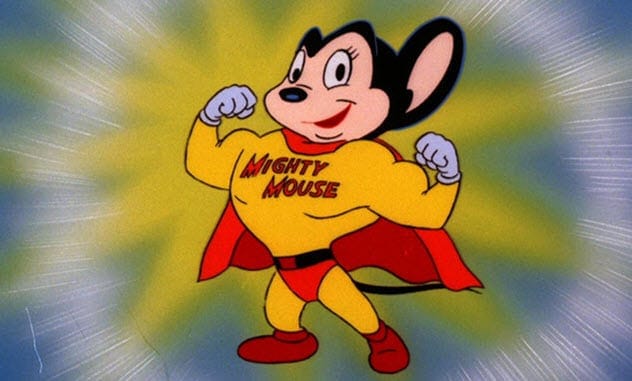 Mighty Mouse flexing his muscle