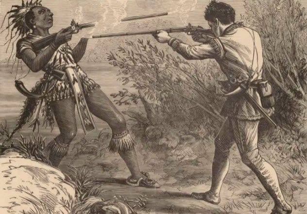 Depiction of a US Ranger scalp-hunting expedition