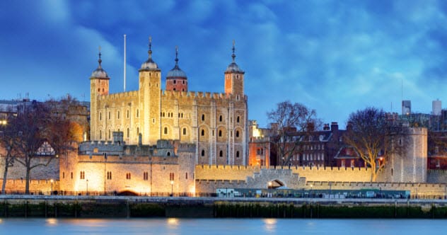 The imposing Tower of London, a historic site with a dark past