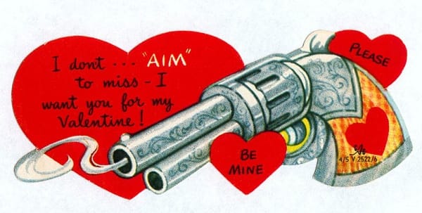 Threatening gun valentine card