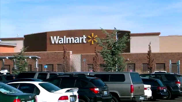 Busy Walmart parking lot during peak shopping hours