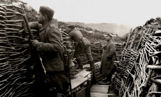 German soldiers in a World War I trench