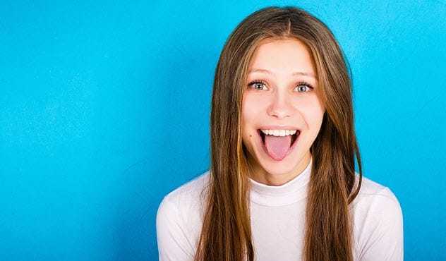 Girl sticking out her tongue