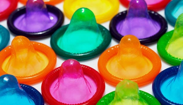 Condoms in a store display