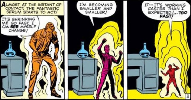 Ant-Man working diligently in his science lab