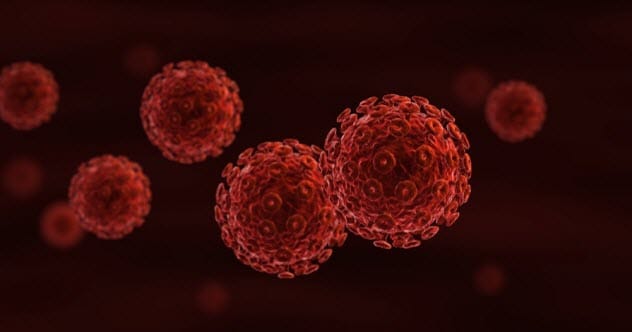 Microscopic view of HIV virus particles