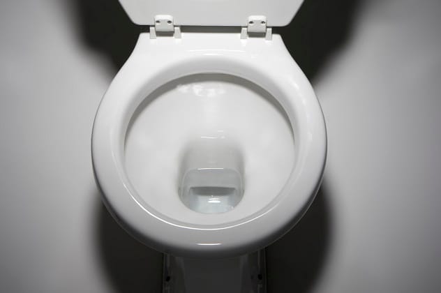 Person sitting on the toilet