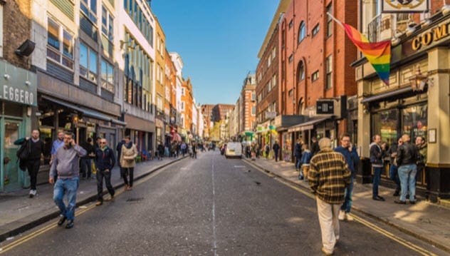 Old Compton Street in Soho, London