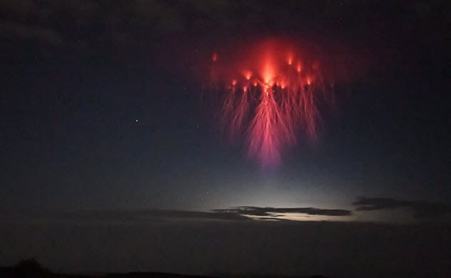 Red sprites above a thunderstorm